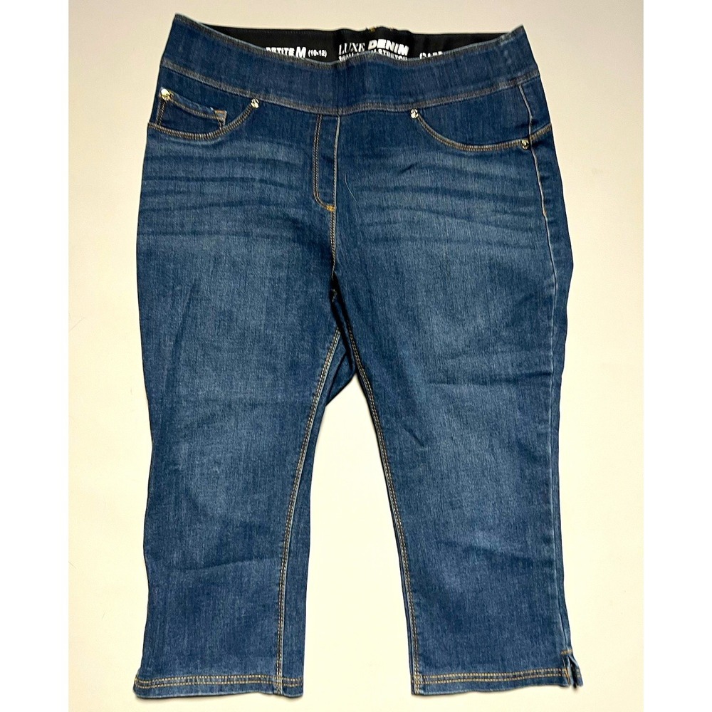 NYGARD Luxe Denim Blue Stretch Capri Jeans Petite M Slim Fit Size M 10-12